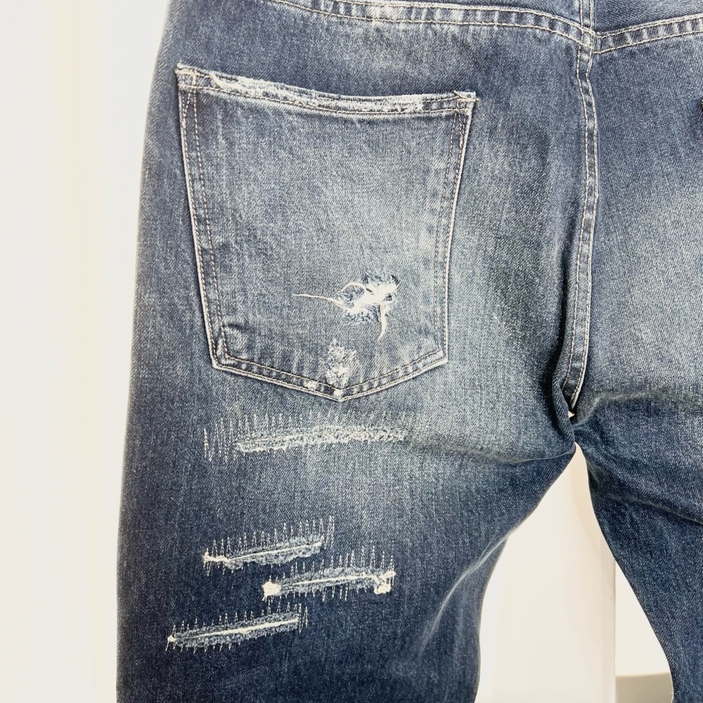 DOPE MEN’S  DISTRESSED DENIM STRAIGHT LEG JEANS - Picture 4 of 8